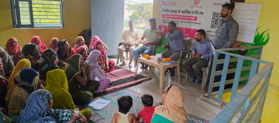 Speakers address women at a BKIF community session in Haryana